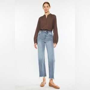 Kancan Womens Violet High rise Slim wide leg Raw hem jeans size W5/26